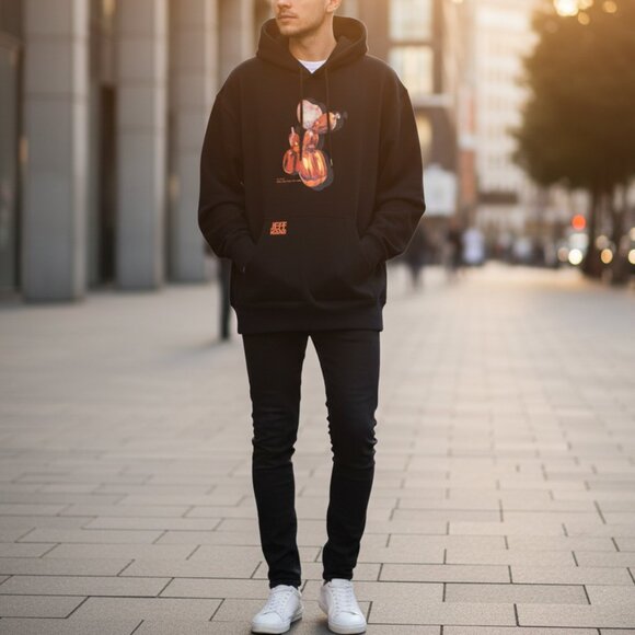 2/$100 Uniqlo Jeff Koons UT Graphic Balloon Dog Black Hoodie SZ XL - Picture 5 of 6